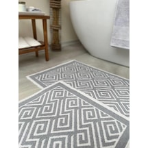 Labirent Doğal Pamuklu 2'li Banyo Paspas Seti 60x100+50x60 Cm - Gri çok renkli