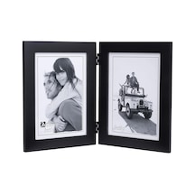 Çift Dikey 5x7 Resim Çerçevesi - Geniş Gerçek Ahşap Kalıp, Gerçek Cam - Siyah