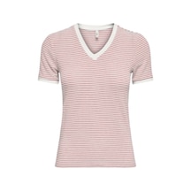 Only Onltine S/s V-neck Reg Top Jrs Kadın T-shirt 15368366 Kırmızı