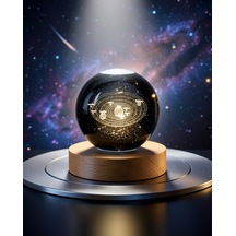 Led Kristal Küre Lazer İşlemeli Ahşap Tabanlı Dekoratif Obje Belirtilmemiş