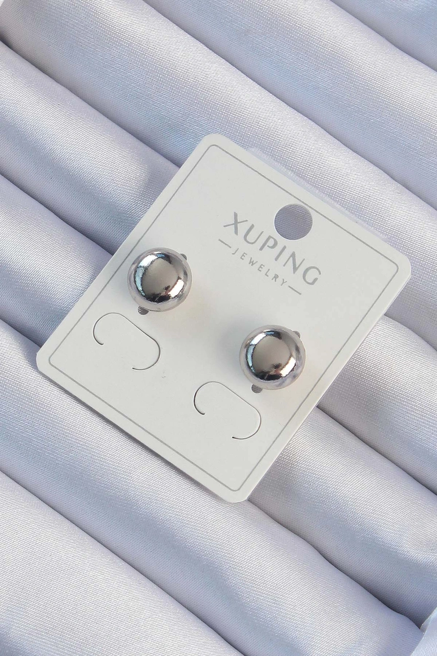 Xuping Gümüş Renk Minimal Bombeli Oval Küpe Çok Renkli 55344193