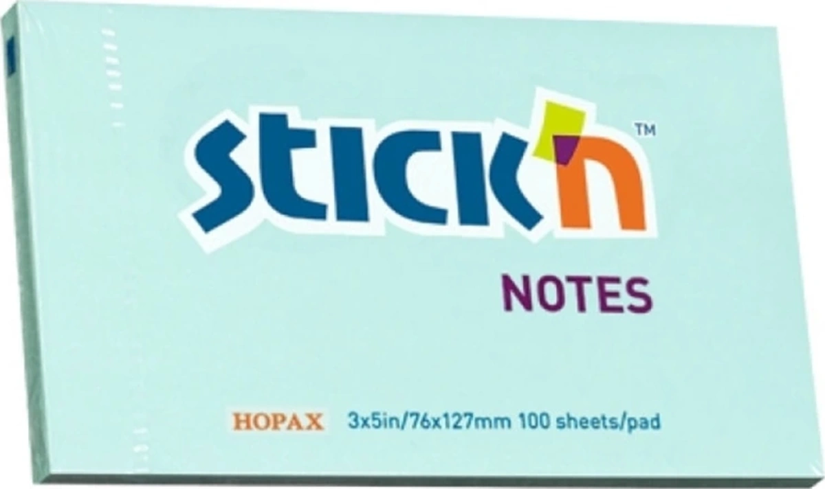 Stıckn 76x127 Pastel Mavi Yapışkanlı Notluk 100 Yp.