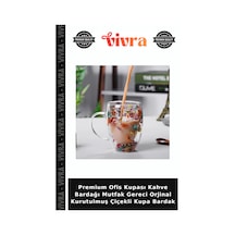 Premium Ofis Kupası Kahve Bardağı Mutfak Gereci Orjinal Kurutulmuş Çiçekli Kupa Bardak Çok Renkli