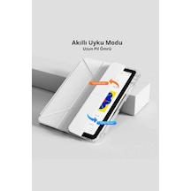Fuchsia Galaxy Tab S9 11 İnç Sm-x710 İle Uyumlu Kalem Bölmeli Katlanabilir Standlı Tri Folding Tablet Kılıfı Kapaklı Kılıf