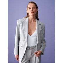 Dilvin 60803 Yan Düğme Detaylı Blazer-gri