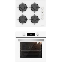 Silverline BO6504W01 - CS5335W01 Beyaz Cam Ankastre Set
