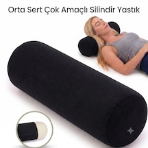 Çok Amaçlı Sert Silindir Yastık Sünger Ortopedik Boyun Yastığı Bel Boyun Bacak İçin Siyah Yastık Poliüretan Yastık 46x14 Cm