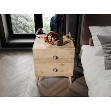 Fındık 2 Çekmeceli Meşe Komodin - Tamamı 1. Kalite Mdflam