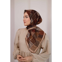 Mimiyum Nota Desen Soft Eşarp Karamel Kahve