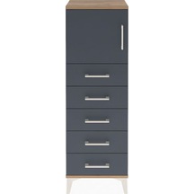 Arges Dolap Tek Raflı 5 Çekmeceli Tek Kapaklı 44x30x134 Çam-antrasit Atlas Çam