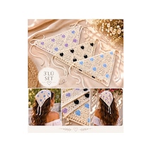 Örgü Bandana 3 Lü Set Sıyah Krem Lila - 921866829 Sıyah Krem Lila