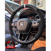 Honda Cr-v Dikme Direksiyon Kılıfı Alcantara Süet Mat Karbon Beyaz Yüzük Ve Dikiş 2023-2026