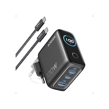 Şarj Cihazı, 100w Maksimum Güç, Kompakt, 3 Bağlantı Noktalı, Gan Usb-c Şarj Bloğu, Akıllı Ekran Ve Dokunmatik Kontrol, Siyah - B121b