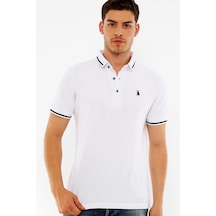 T8586 Dewberry Erkek Polo Yaka T-shırt-beyaz Beyaz