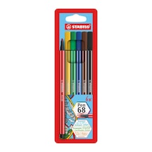 Stabılo Pen 68 - Keçe Uçlu Boya Kalemi - 6 'lı Askılı Paket - 6 Farklı Renkte