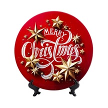 8 İnç 20cm -tipi 4 Merry Christmas Dekoratif Tabaklar Seramik Tabaklar Ev Wobble Plaka Oturma Odası Mutfak Dekoru İçin Ekran Standı İle Ev