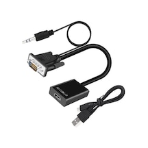 Maxgo VGA To HDMI Çevirici Dönüştürücü Ses Destekli Kablo