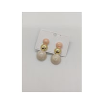 3 Renkli Sallantılı Çelik Küpe Ekru Pembe