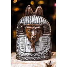 Pharaoh Wooden Statue, El Yapımı Ahşap Firavun Heykeli, Bali El Yapımı Yoga Meditasyon Dekor