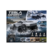 Uzaktan Kumandalı 4x4 Amfibi Tesla Cybertruck Rc Araba 27cm Kumandalı Tesla Gri - Gümüş