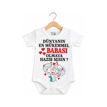 Babylimon Baba Sürpriz Dünyanın En Mükemmel Babası Olmaya Hazır Mısın Baskılı Zıbın Body Beyaz - 936542389 Beyaz
