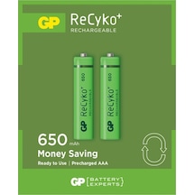 Gp Recyko 650 Mah R03 Aaa Şarjlı 2li İnce Kalem Pil Gp65aaahcer21-2tlb2 Gprhch63e041