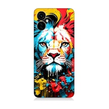 Tecno Spark 9 Pro Uyumlu Silikon Kılıf Renli Boyalı Aslan Yüzü