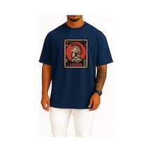 Bahriyeli Collection Oversize Roma Lejyoner Göğüs Baskılı Unisex T-shirt Lacivert