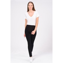 Busa Hamile Esnek Karın Bantlı Skinny Termal Kot Pantolon Siyah-siyah