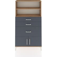 Arges Dolap 2 Raflı 3 Çekmeceli 2 Kapaklı 88x30x163 Çam-antrasit Çam
