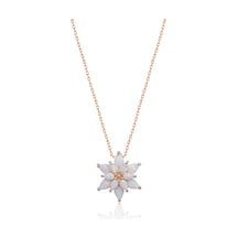 Papatya Silver  925 Ayar Beyaz Opal Taşlı Gümüş Lotus Kolye