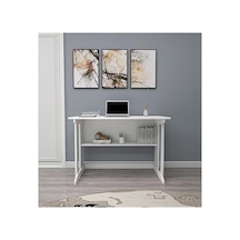 Beyaz Raflı Ders Çalışma Bilgisayar Masası, Modern Tasarım 120x60