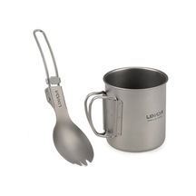 Springsun Katlama Özellikli Titan Kamp Bardağı Ve Çatal Kaşık Seti - Hafif & Dayanıklı Gümüş