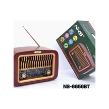 Ns-6656 Retro Ahşap Tasarım Bluetooth Hoparlörlü Radyo Fm/am Destekli, Şarjlı Ve Taşınabiliri Radyo-438