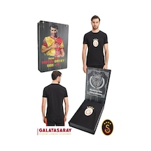Galatasaray Lisanslı Arma T-shirt Kişiye Özel Metin Oktay Baskılı Ahşap Kutulu 100 Siyah
