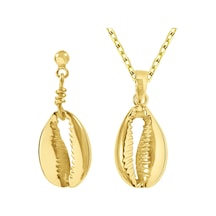 Kuyumcudukkani "istiridye"küpe Ve Kolye Seti- 24125-g Gold