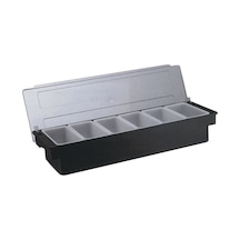 Biradlı 6'lı Policarbon Kapaklı Bar Konteyner 50x16x9 Siyah