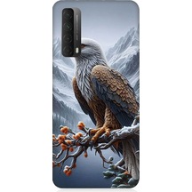 Huawei P Smart 2021 Uyumlu Kartal Ve Dağlar Desenli Silikon Kılıf