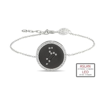 Kuyumcudukkanı Zirkontaşlı"aslan Burcu"bileklik-50283-leo-blk Siyah - Beyaz