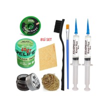 Relıfe Rl-402 Krem Lehim 183 C 40gr Havya Uç Temizleyici Seti Flux Lehim Toplama 2uul-2015 Emme Teli Fırça Set01