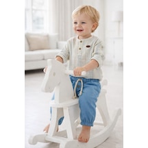 Babyhola Bayramlık Erkek Bebek İkili Takım Katlanabilir Kollu Müslin Üst Ve Pantolon Set 2218 Mavi