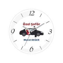 Kişiye Özel Özel Şoför Araba Çap 30 Bombeli Gerçek Cam Duvar Saati Siyah