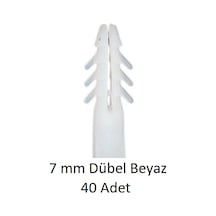 Dübel, 7 Mm Beyaz Dübel, 40 Adet