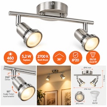 2 Li Gu10 Led Spot Aydınlatma Armatürü 2 2,6 W 460 Lümen 2700k Sıcak Beyaz Ampul Dahil Krom