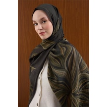 Silk Home Viskon Mayda Şal Koyu Yeşil-haki Dalga Desenli Tok Duruşlu 190x70 Çok Renkli