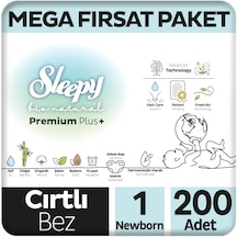 Sleepy Bio Natural Premium Plus Mega Fırsat Paketi Bebek Bezi 1 Numara Newborn 200 Adet