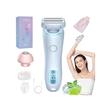 Yaz Başlangıç Seti, Saç Çıkarıcı, Ipx7 Su Geçirmez Kablosuz Tıraş Makinesi, Yüz Bikini Bacakları İçin Led Ekranlı Kadınlara Özel Tıraş Makinesi Mavi