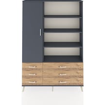 Arges Dolap 8 Raflı 6 Çekmeceli Tek Kapaklı 132x30x195 Antrasit-antrasit/çam Antrasıt/atlas Çam