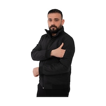 Spor Erkekastarlı Dik Yaka Mevsimlik Su Ve Rüzgar Geçirmez Mont-111 Siyah