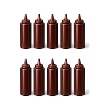 Sosluk Sıkma Şişesi 10 Adet 500 Ml Bpa Free Barbekü/çikolata Sos Şişesi Endüstriyel Kullanım Kahverengi